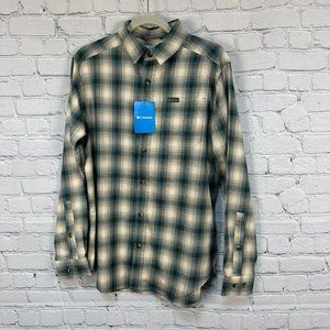 Columbia‎ Men's Vapor Ridge Long Sleeve Shirt, Size Small, Green/Tan/Cream Plaid